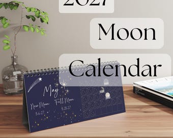 Moon Calendar 2027• Lunar Phases Desk Calendar • Northern Hemisphere Moon Phase Chart • Astronomy & Astrology Gift