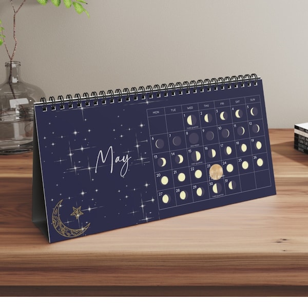 Moon Calendar 2024, Desk Calendar, Moon Phases, Lunar Calendar 2024,  Desk Calendar 2024, Sturdy Card Stock
