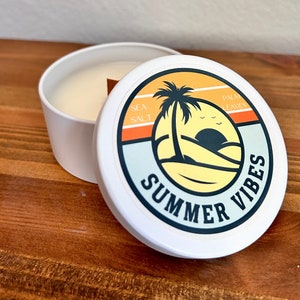 Summer Vibes Soy Wax Candle, Beach Candle, Handmade Candle, Summer Gift, 5 oz Candle, Luxury Fragrance Candle, Housewarming Gift