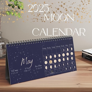 Calendrier lunaire 2025, calendrier de bureau, phases de la lune, calendrier lunaire 2025, calendrier de bureau 2025, papier cartonné solide
