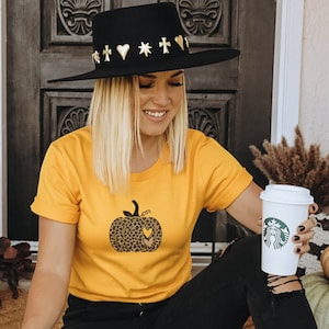 Cute Fall Shirt, Leopard Print Pumpkin,  Thanksgiving Tee, Fall Vibes, Bella Canvas Shirt, Teacher&#39;s Fall Shirt