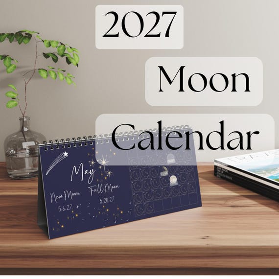Moon Calendar 2027• Lunar Phases Desk Calendar • Northern Hemisphere Moon Phase Chart • Astronomy & Astrology Gift