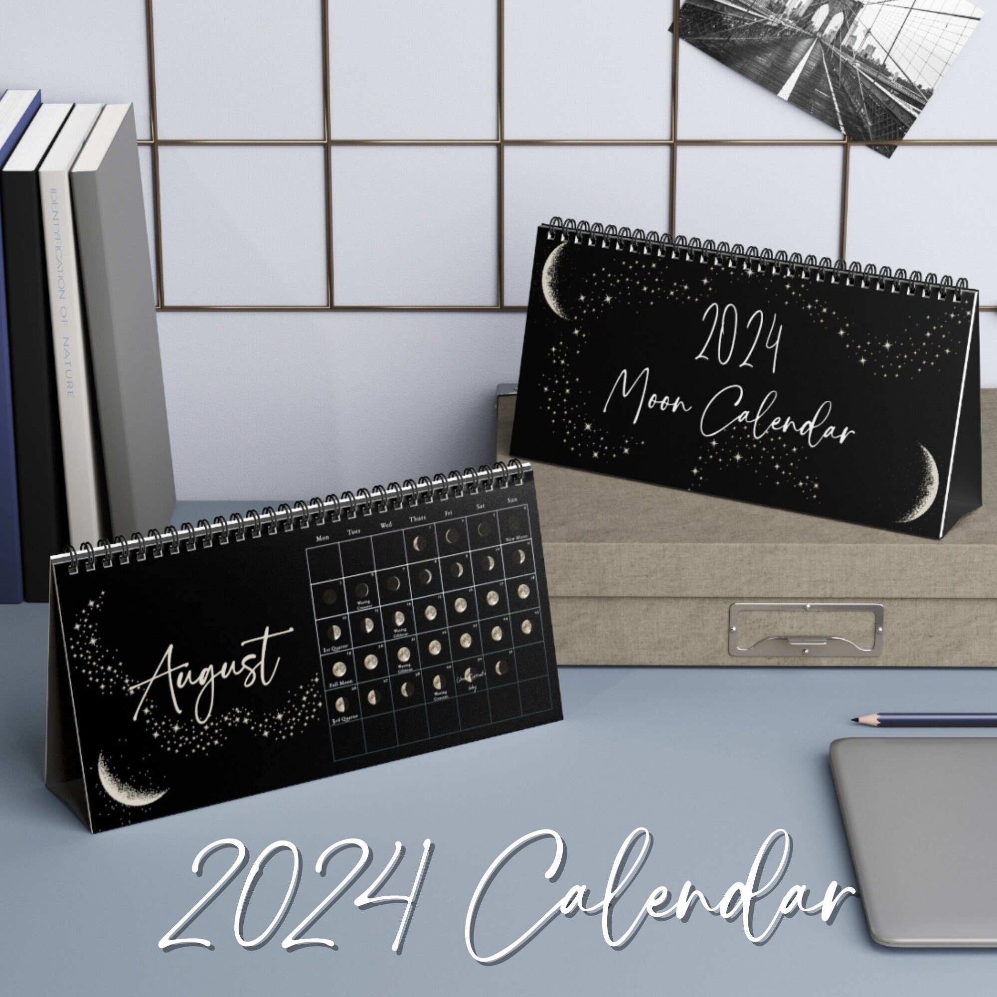 Digital 2024 Moon Calendar Sticky Notes Witchy Planner 