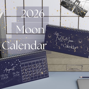 Moon Calendar 2026, Desk Calendar, Moon Phases, Lunar Calendar 2026,  Desk Calendar 2026, Sturdy Card Stock