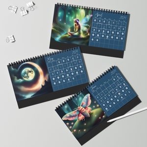 Wandkalender 2026, Dark Forests Lunar Kalender 2026 Art Deco Monatskalender Wandkalender, Mit 12 Originalillustrationen