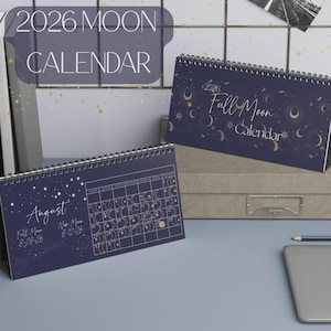2026 Moon Calendar, Desk Calendar, Moon Phases, Lunar Calendar 2026,  Desk Calendar 2026, Sturdy Card Stock