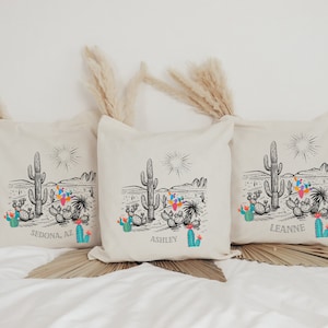 Cactus Themed Totes,  Personalized Bags,  Succulent Theme Gift,  AZ Bachelorette Weekend, AZ Gift, Boho Bag