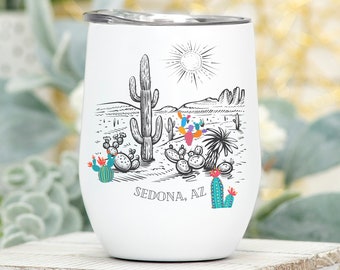 Kaktus Themed Becher | Boho Weinbecher | Wüstenszene | AZ Sukkulenten Becher | A-Z Geschenk | Wiedersehen