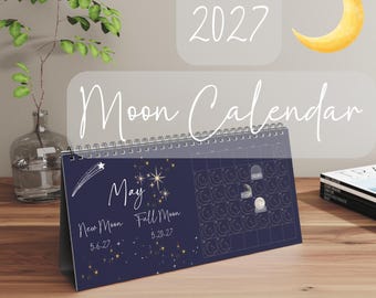2027 Moon Calendar - Celestial Desk Calendar with Lunar Phases