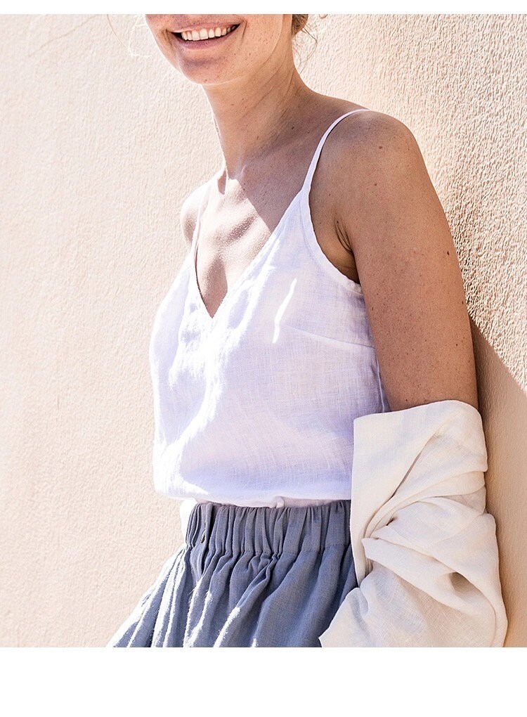 Linen tank top Linen Clothing Linen undershirt Linen Vest Etsy