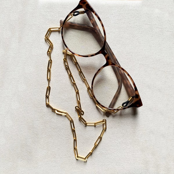 Chaine de lunettes maille trombone en acier inoxydable - chaine tendance et originale pour lunettes femme