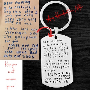 Porte-clés CADEAU écriture manuscrite, porte-clés en métal personnalisé, cadeau fête des mères, cadeau fête des pères, insert de portefeuille personnalisé, cadeau de Noël, unique