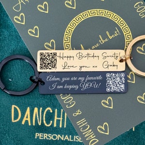 Gift for Her QR code Custom Gift for Him Personalised Gift Custom message key ring keychain keyring handmade gift Personalized Birthday Gift
