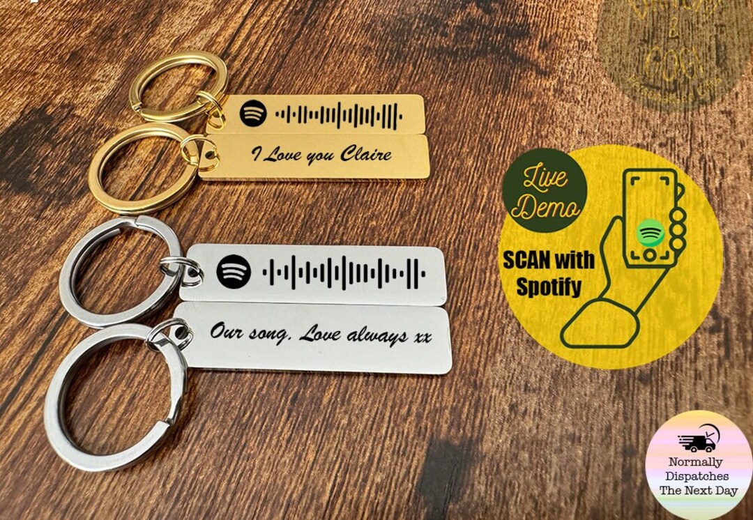 Personalised Spotify Code Keychain: 18k Gold Plated Music Gift, Gift ...