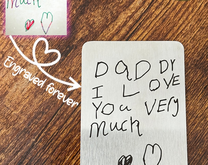 Personalised Handwriting Engraved Wallet Card - Stainless Steel Gift