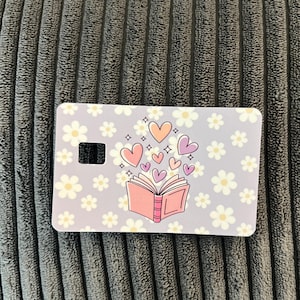 Pegatina para tarjeta de crédito/Pegatina de vinilo/Pegatina para tarjeta de crédito de libros/Margaritas/Regalo para amantes de los libros/Apta para tarjeta de débito