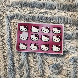 Pegatina de tarjeta de crédito de Hello Kitty/Pegatina de vinilo/Pegatina holográfica para tarjeta de crédito/Corazones/Aspecto para tarjeta de débito/Aspecto para tarjeta de débito/Hello Kitty