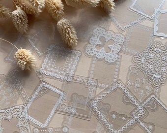 Vintage Lace Style Stickers, DIY Journaling, Scrapbooking (45pcs)
