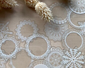 Lace Style Stickers, 45 Round Vintage Stickers for Journaling