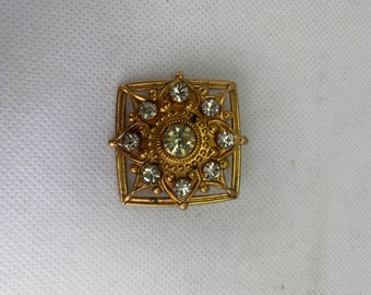 Unique vintage antique gilded brooch made in the 30s-40s of the last century