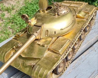 Incredible Colossal Brass T54 Tank Model: Exquisite, Detailed, Rare Find - Over 9kg and 44cm in Length!scale 1/14