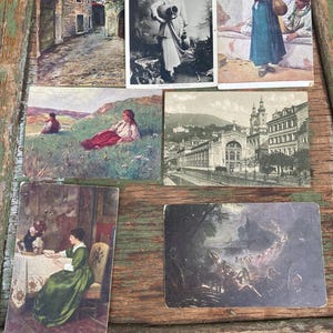 Rare lot de 7 cartes postales européennes anciennes (fin du XIXe - début du XXe siècle) - pièce de collection unique ! Cadeau parfait pour les collectionneurs !