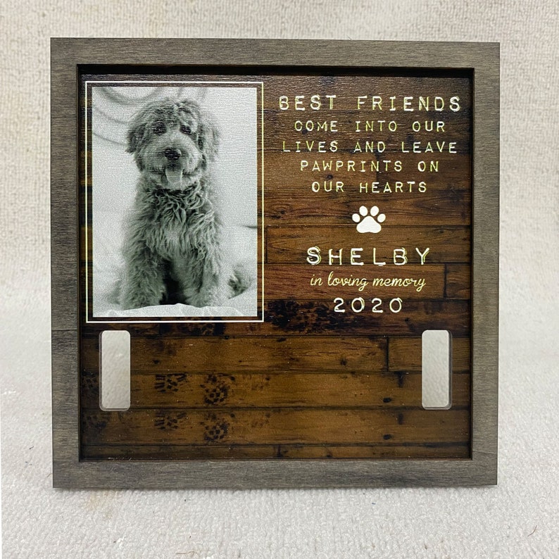Dog Puppy Memorial Wood Frame With Collar Display Dog Etsy