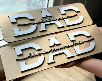 2 layered Wood Sign - Custom Family Names | Dad| Mom| Grandma|Grandpa birthday gifts| Appreciation Gifts| 18 Wood Background Colors Option