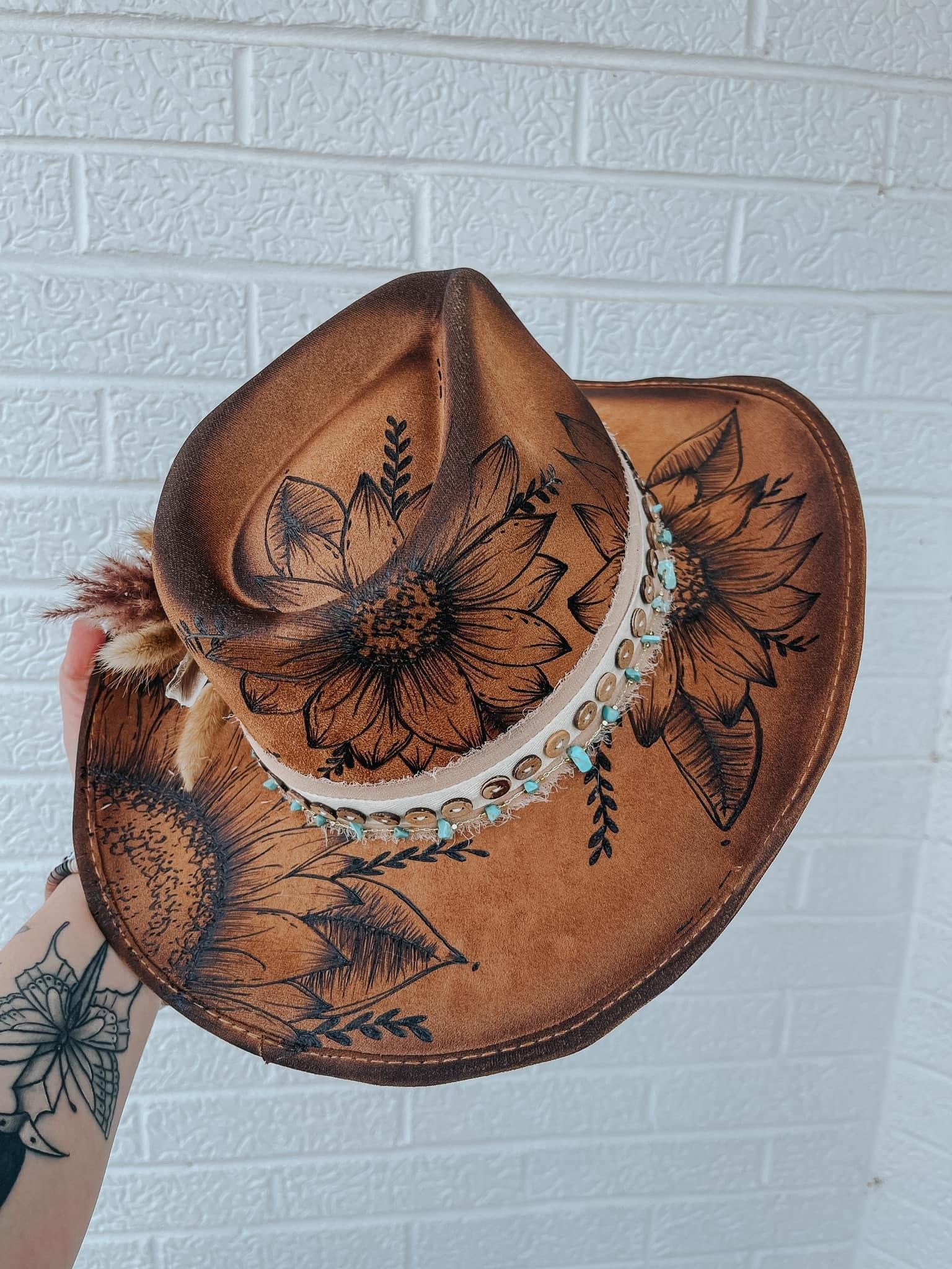 Wide Brim Rust & Turquoise Women\'s Handmade Western Hat  Lainey Wilson Lainey Wilson Country with a Flare Wool Felt Western Hat  main image 3
