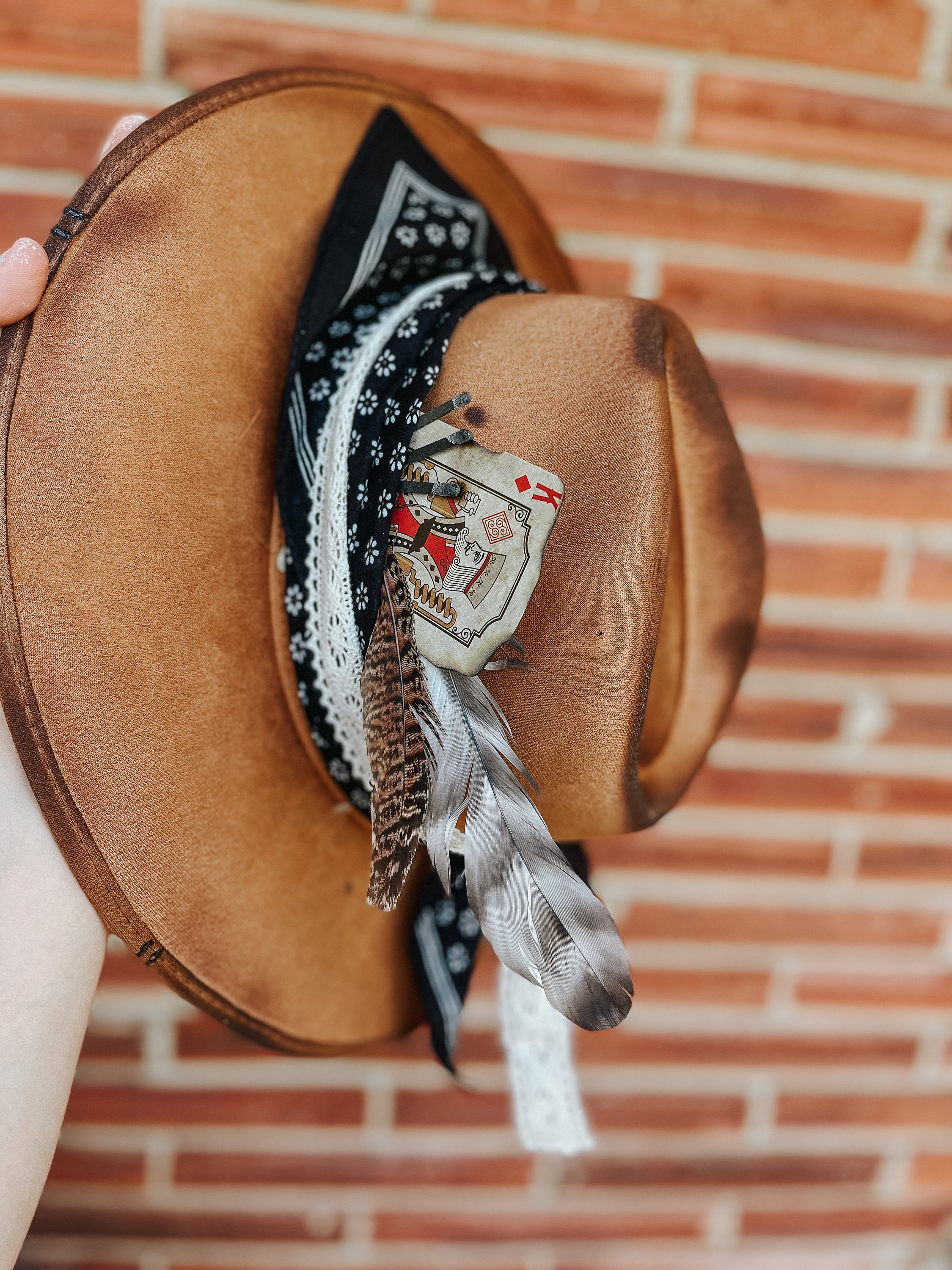 Fallin' Cowgirl Western Boho Brown Felt Hat Custom Branding