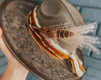 Handcrafted Olive Green Western Hat – Boho Cowboy, Playing  display picture 1