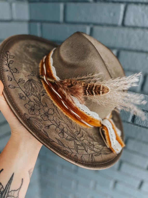 Wildflower Themed Wide Brim Fedora Hat | Fall Lainey Wilson  display picture 2