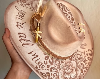 Cheetah Leopard Print and Flowers Cowgirl Hat |