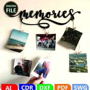 Memories Photo Holder, Digital Download, Glowforge Cut File, Laser Cut File, wooden memoris, photo hanger, dxf, cdr, svg