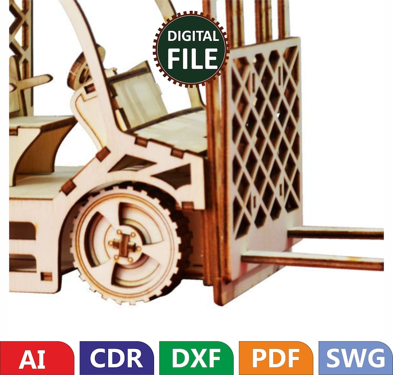 3D Wood Puzzle | 3D Puzzle Forklift Svg/ Dxf 3mm MDF Wood Board Puzzle | Self Assembly @ 65 Pieces Puzzle Kit | Limited Instructions image 5