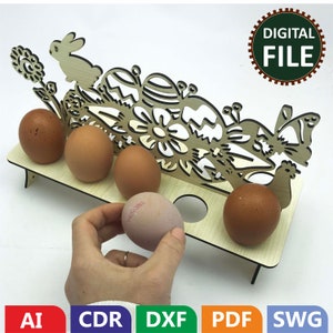 Wood Easter egg holder svg,  diy Family Easter gift, Easter chicken cnc project, Easter Bunny Kinder Egg Holder, Digital files, pattern DXF