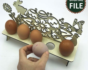 Wood Easter egg holder svg,  diy Family Easter gift, Easter chicken cnc project, Easter Bunny Kinder Egg Holder, Digital files, pattern DXF