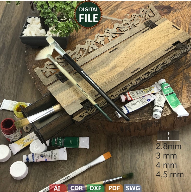 Brushbox and Brush Pen Stand Brush Holder DIY Wooden Brush Etsy