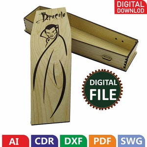 Coffin Box svg, Gift box Casket, Wooden Humorous Box, Coffin Pen Holder, Jewelry Box, dxf, svg,  3mm / ( 1/8 inch) / 4 mm / 4,5mm / 5mm
