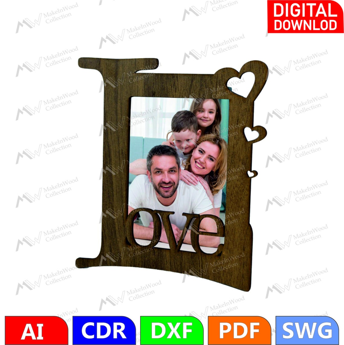 Love Photo Frame Digital File, Valentine's Day Photo Frame SVG, Heart ...