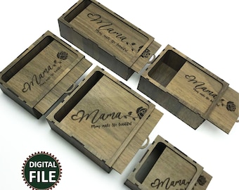 Wooden mom-patterned gift box, mom gift box svg, digital dovwnoad, mothers dey gift box, cdr, pdf, dxf,