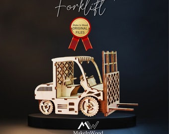 3D Wood Puzzle | 3D Puzzle Forklift Svg/ Dxf  3mm MDF Wood Board Puzzle | Self Assembly @ 65 Pieces Puzzle Kit | Limited Instructions