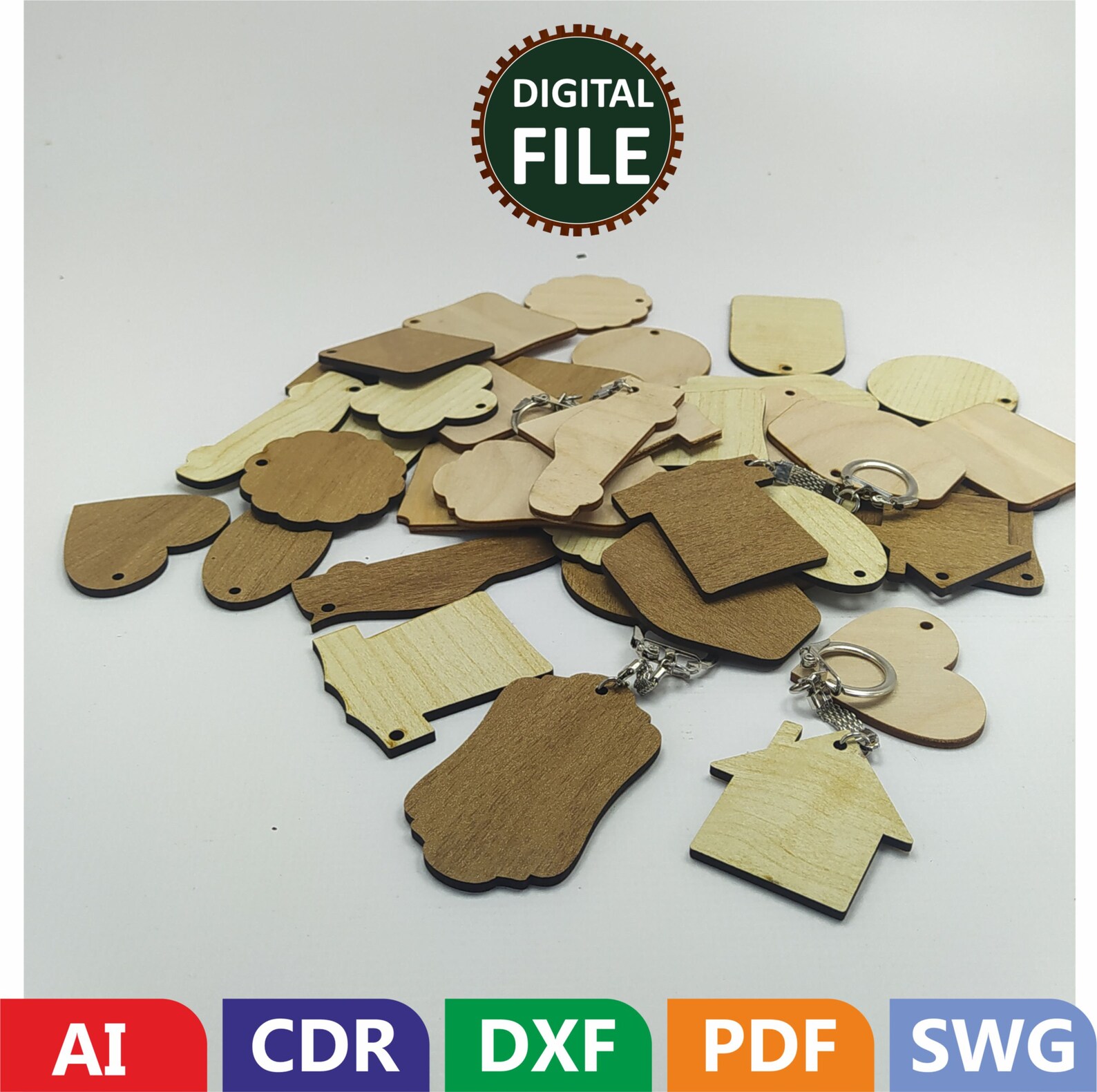 Keyrings Template Svg, Laser Cut File, Keychains Blanks Svg, Glowforge ...