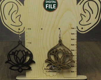 2 different patterns Lotus Earrings SVG - Lotus Flower Svg - Earrings Svg Files - Flower Lover Gift - Laser Cut Files - Digital Download,