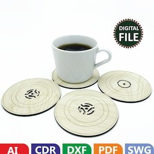 Plaque Coaster, Wooden Coaster, Coaster Grill Home Decor Templates, Vector Digital SVG DXF Files, Download Laser Cut Plasma Cricut