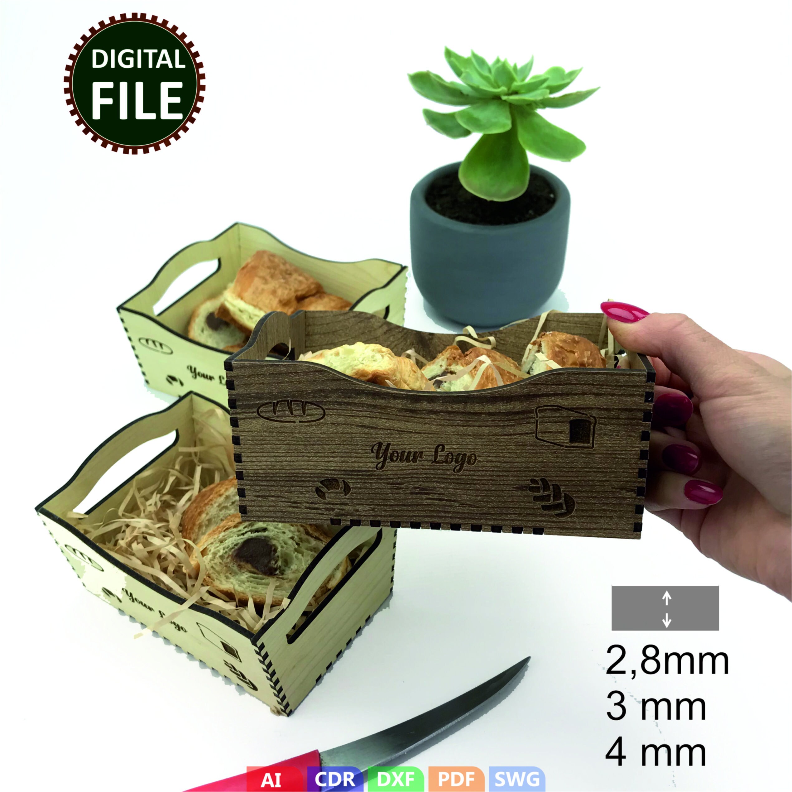 3 Different Size Bread Basket Wooden Bread Box Bread Basket Etsy