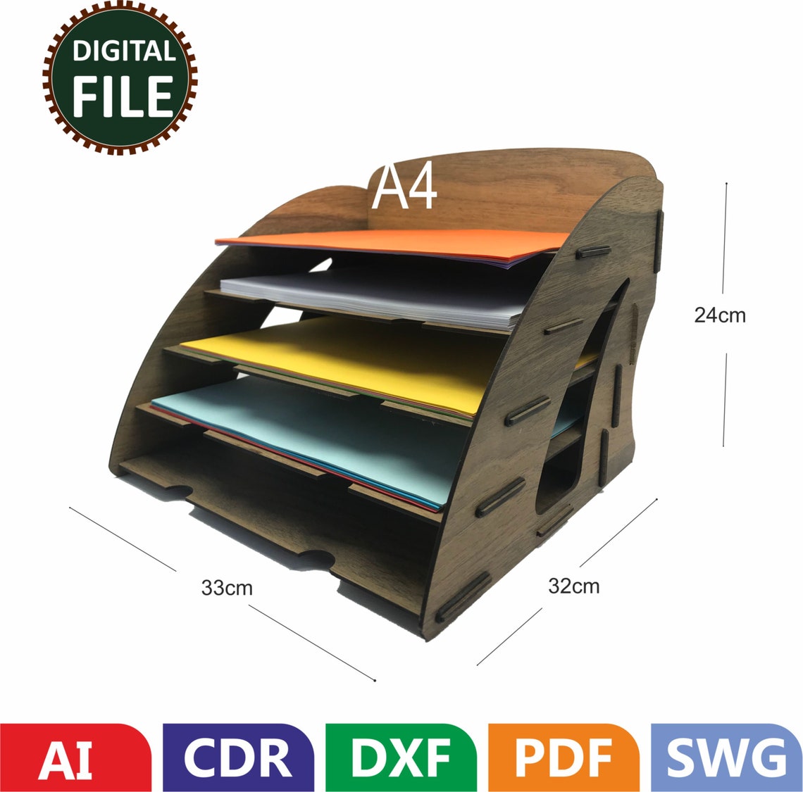 A4 Storage Racking Paper Racking A4 Plywood, SVG DXF 2,8mm/3mm /3,14mm(1/8