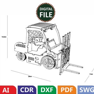 3D Wood Puzzle | 3D Puzzle Forklift Svg/ Dxf 3mm MDF Wood Board Puzzle | Self Assembly @ 65 Pieces Puzzle Kit | Limited Instructions image 8