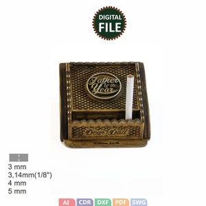 Scatola automatica per sigarette, accessori per fumatori automatici fatti a mano, 3 mm, 1/8 di pollice, 4 mm, 5 mm. File tagliati al laser SVG, PDF, CDR Prodotto digitale