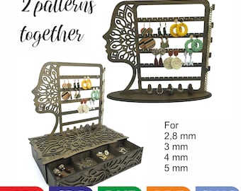 Vrouwelijke sieraden en snuisterijen staan svg, bloemenoorbellen staan svg, Glowforge Ready svg, lasergesneden digitaal, kettingstandaard, commercieel gebruik